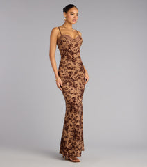 Kensley Flocked Velvet Mermaid Formal Dress