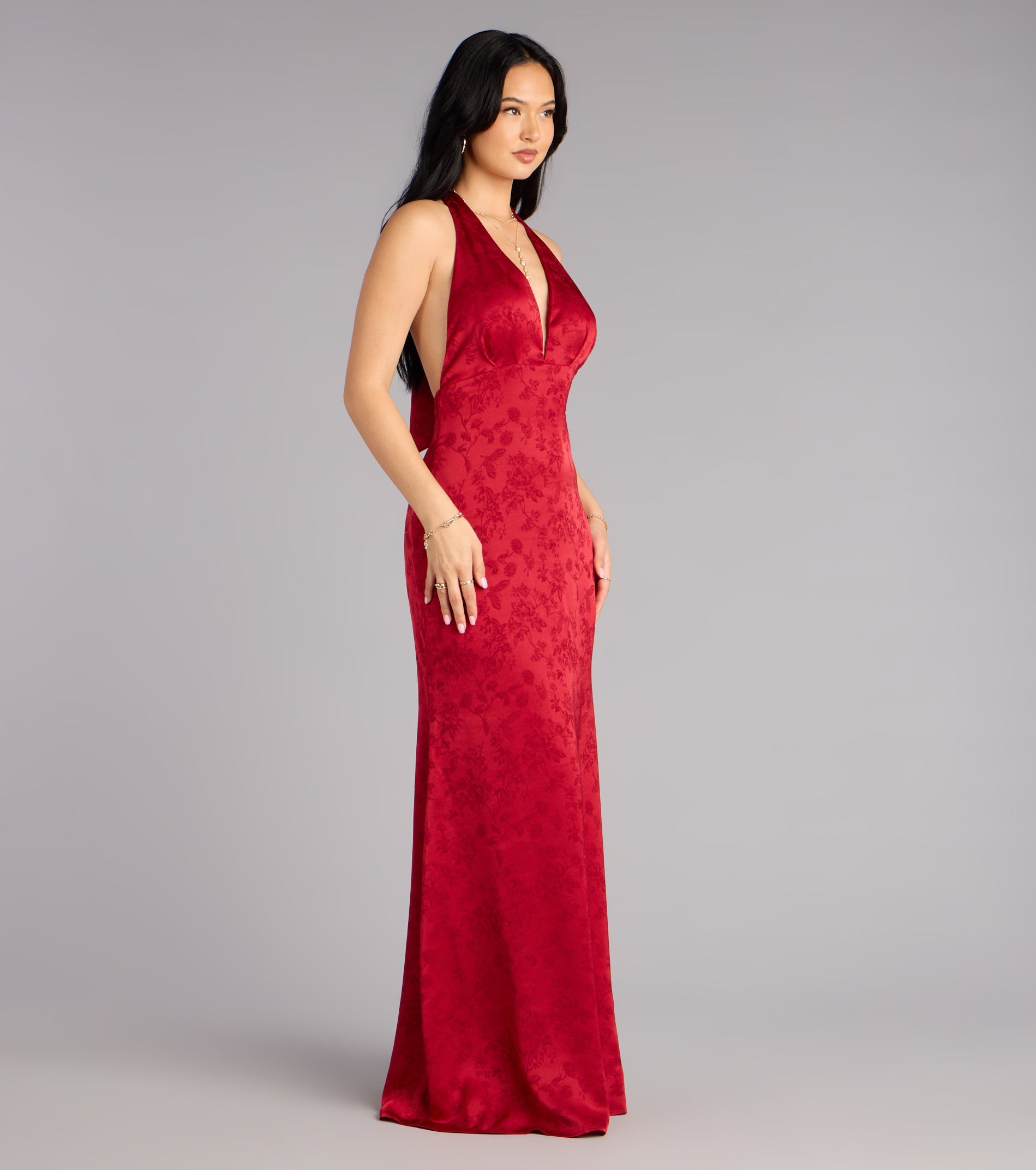 Adelle Satin Halter A-Line Formal Dress