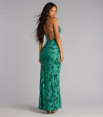 Enya Floral Mesh Lace-Up Formal Dress