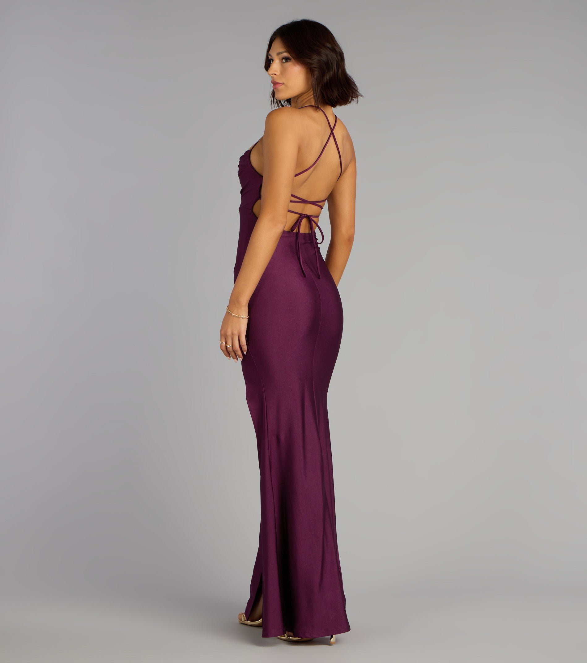 Delia Formal Cowl Neck Long Dress