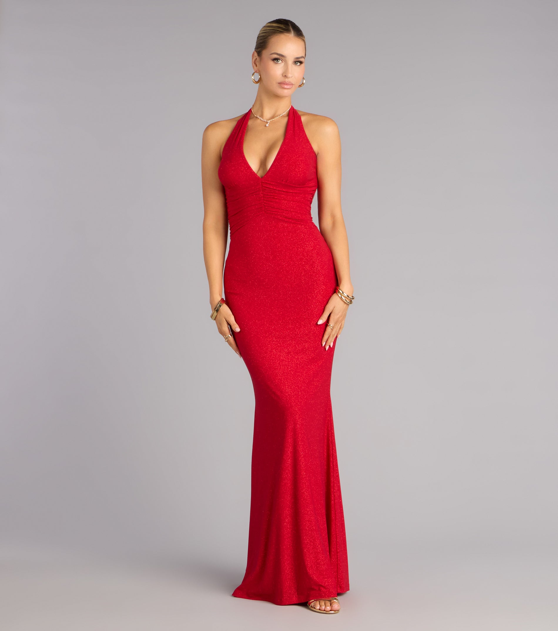 Maribeth Glitter Strappy Back Mermaid Formal Dress