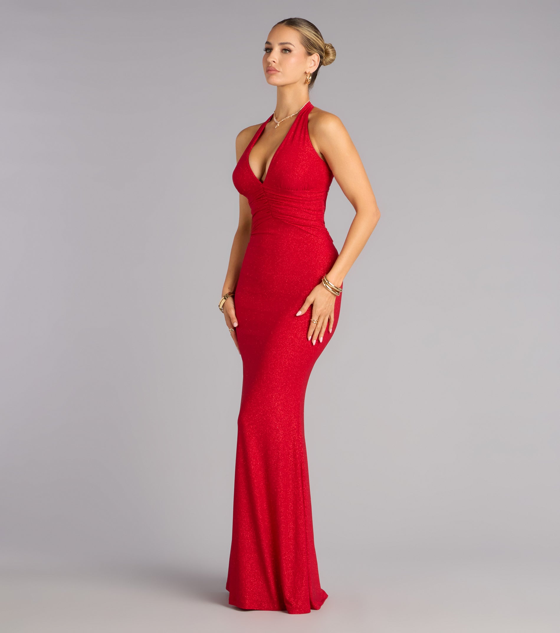 Maribeth Glitter Strappy Back Mermaid Formal Dress