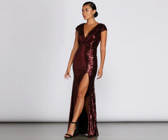 Darby Sequin Cap Sleeve Gown
