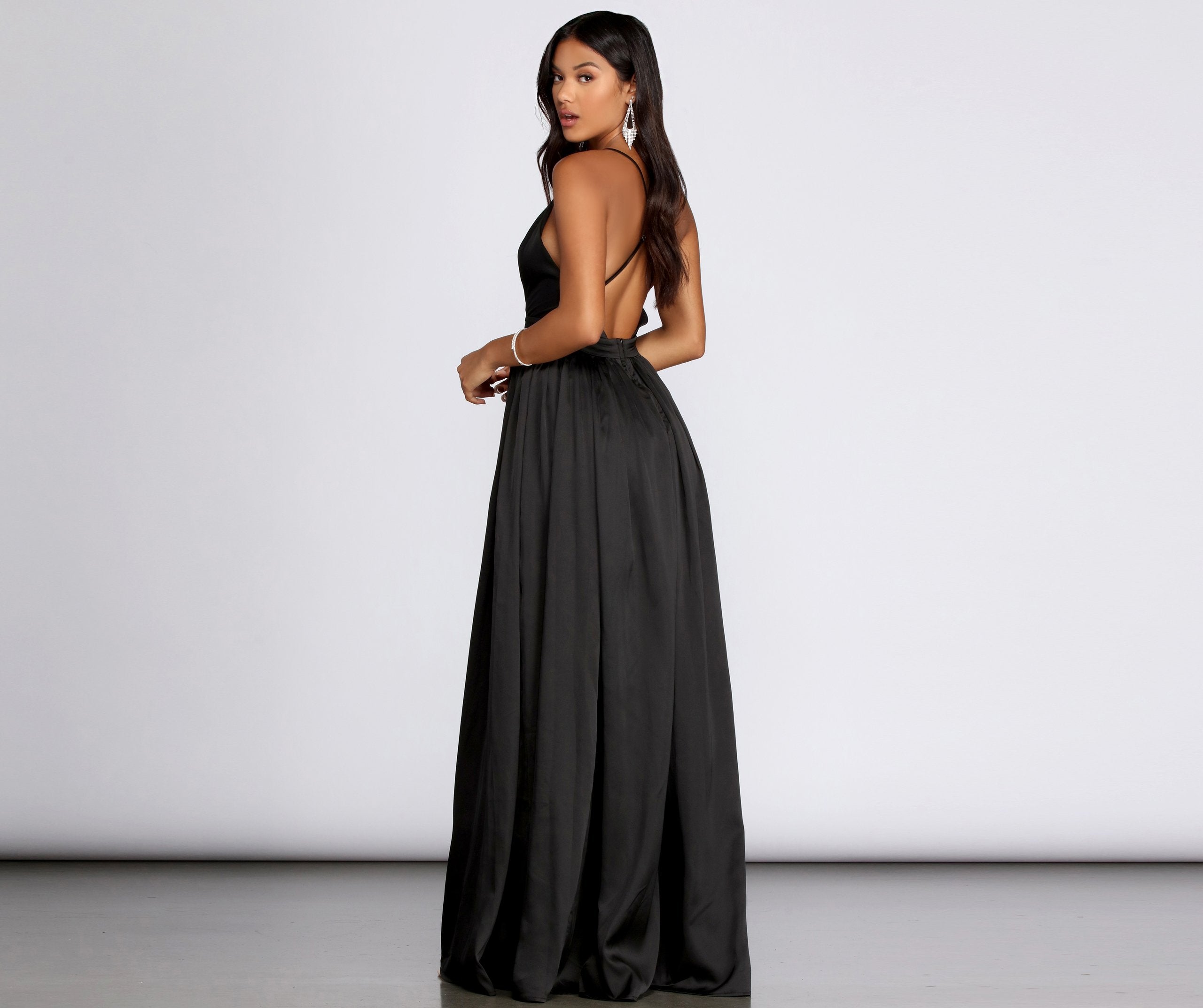 Nerissa Pleated Satin Gown