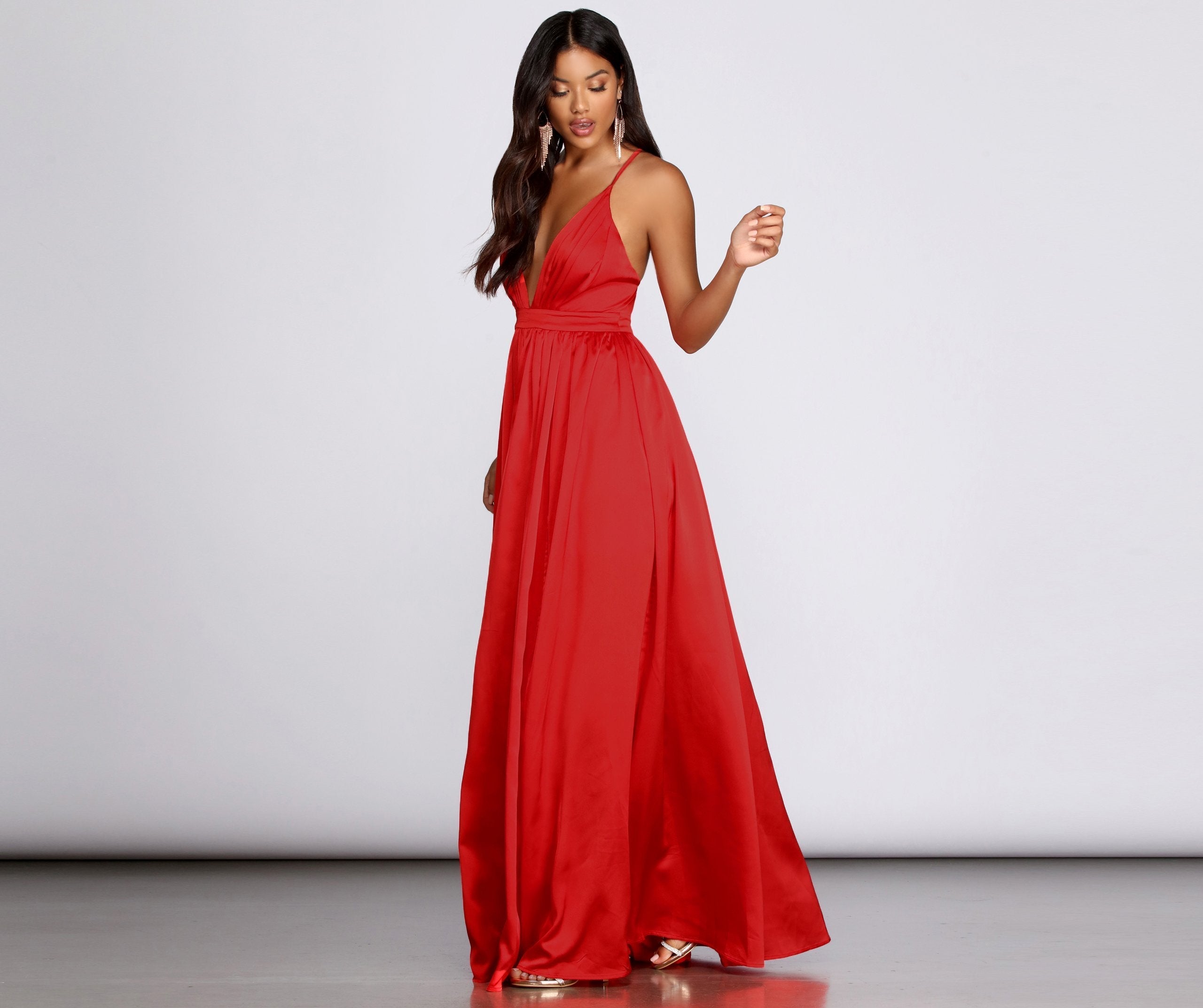 Nerissa Pleated Satin Gown