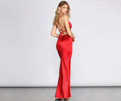 Addie Satin Lattice Mermaid Dress