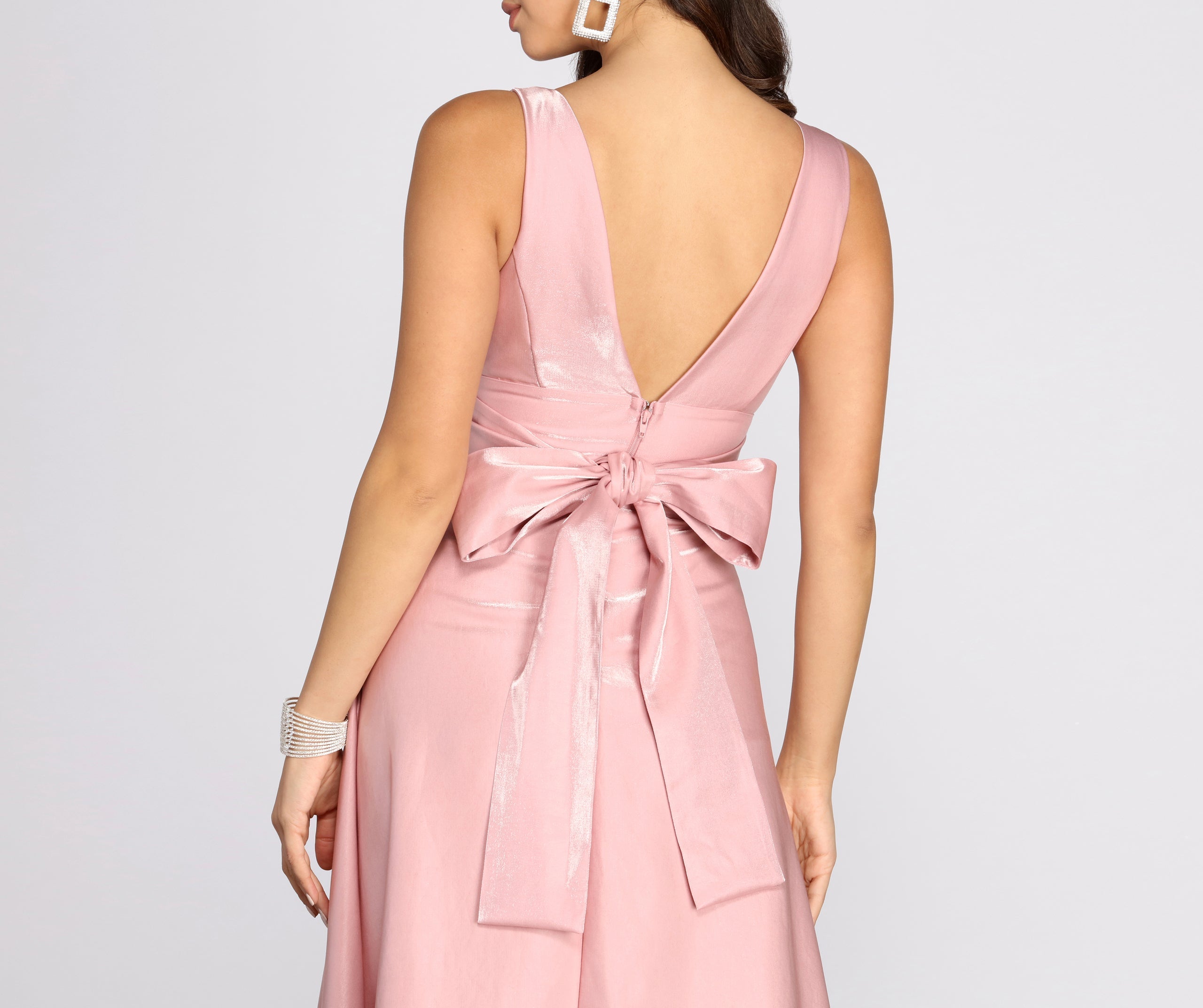 Alexis Holographic Satin A-Line Dress