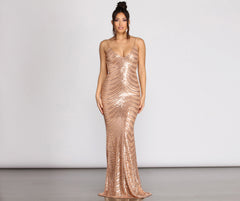 Kim Formal Draped Sequin Dress
