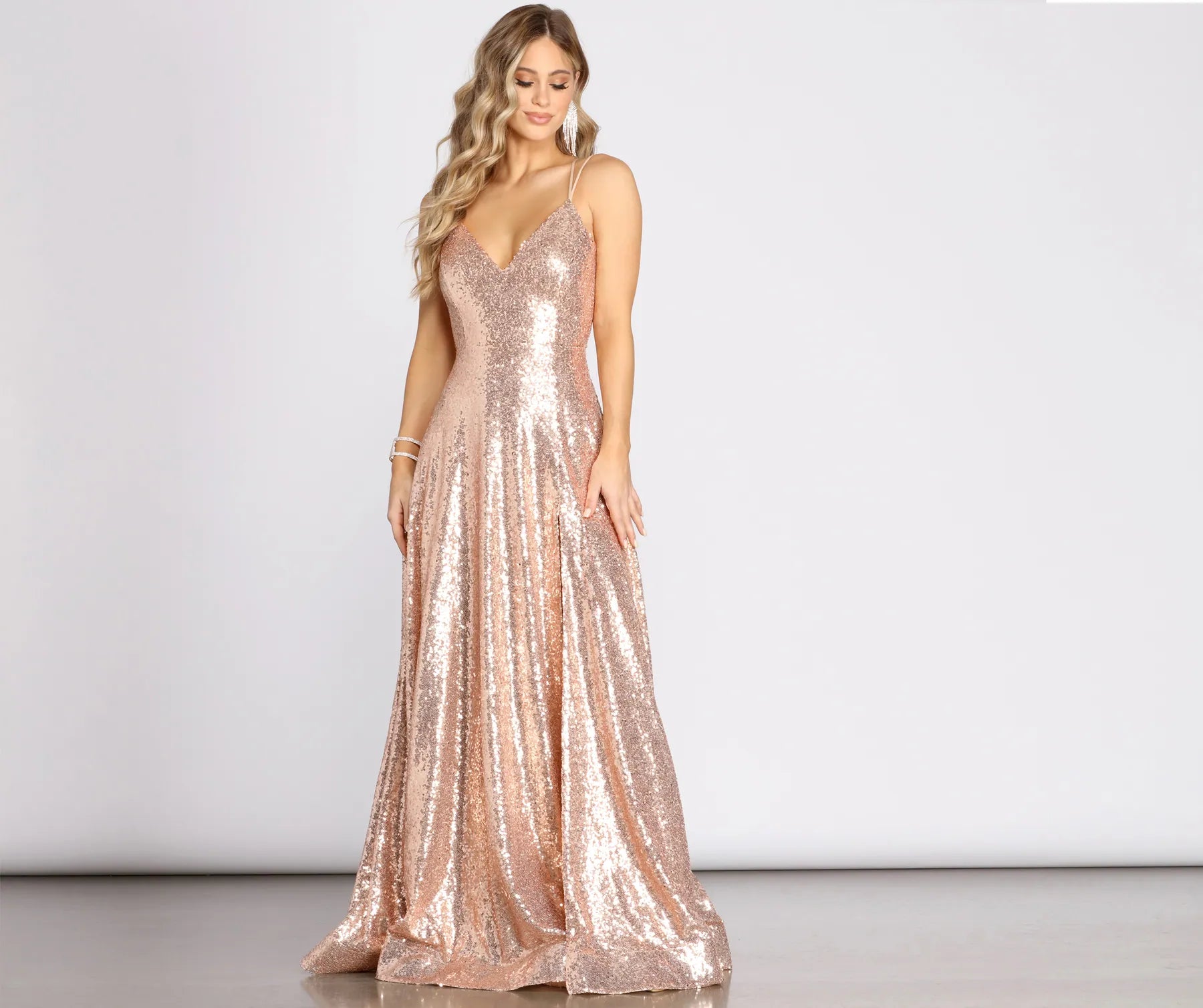 Kay Sequin Lace Up Dress