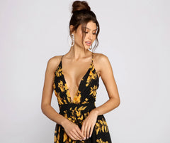 Aubrielle Formal Floral Chiffon A-Line Dress