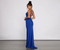 Tyler Crepe Lattice Back Formal Dress