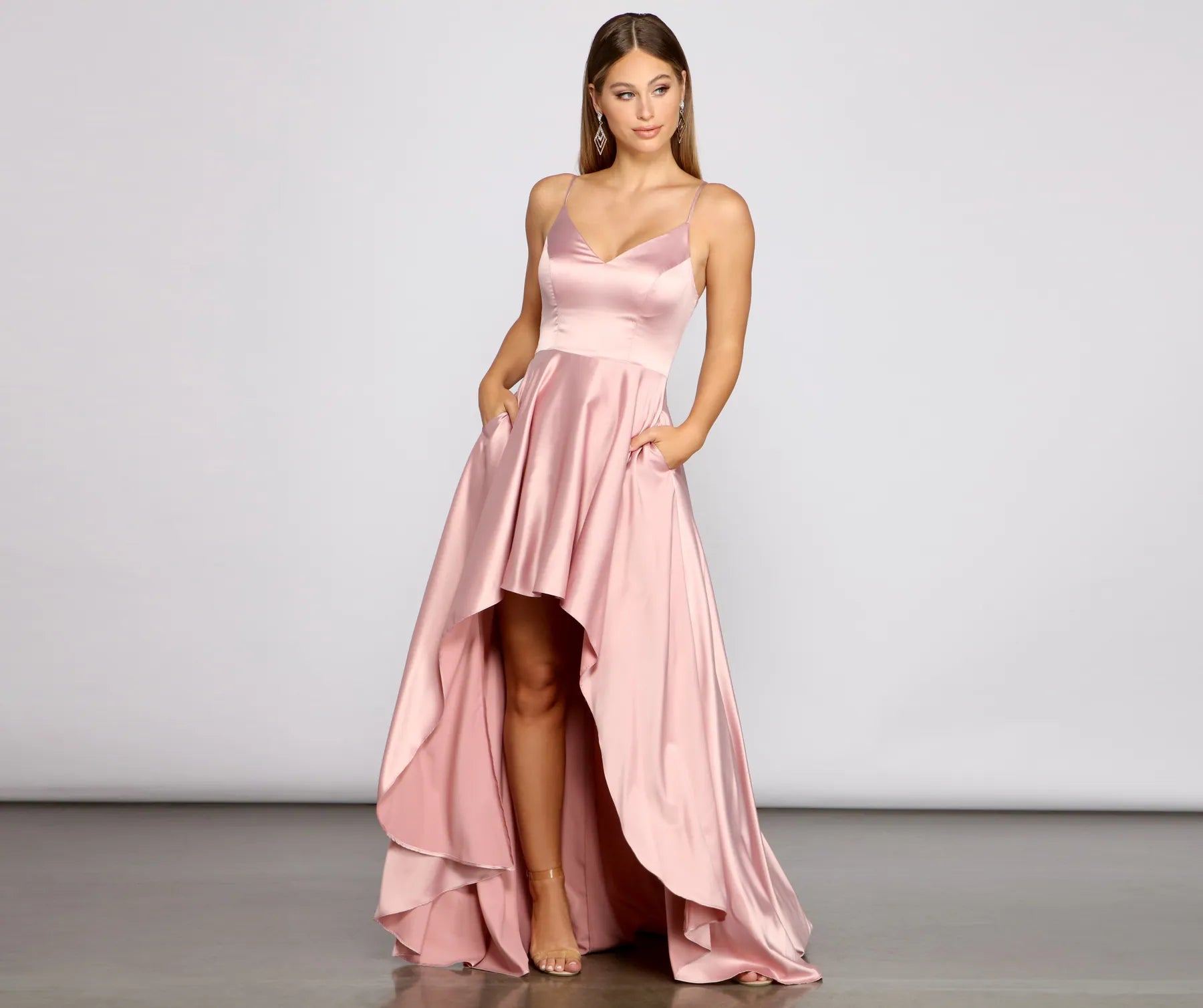 Spencer Satin High-Low Formal Dress