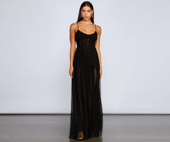 Rachel Rhinestone Mesh Formal Dress