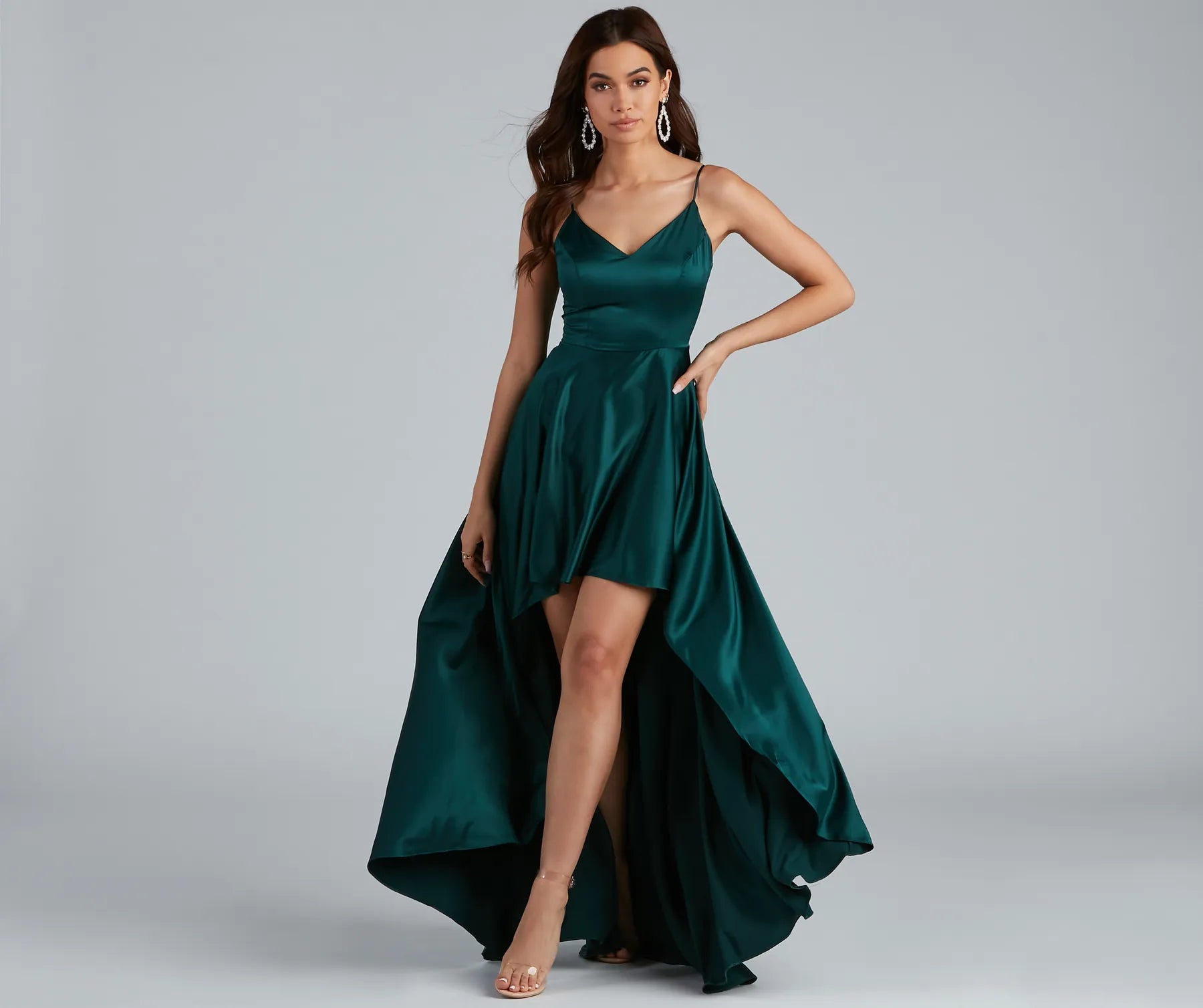 Spencer Satin High-Low Formal Dress