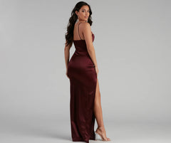 Lala High Slit Satin Formal Dress