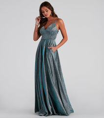 Soleil Formal Open Back Glitter Dress