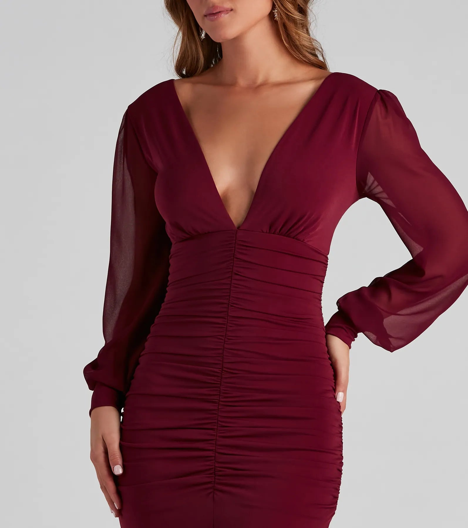 Piper High Slit Ruched Formal Dress