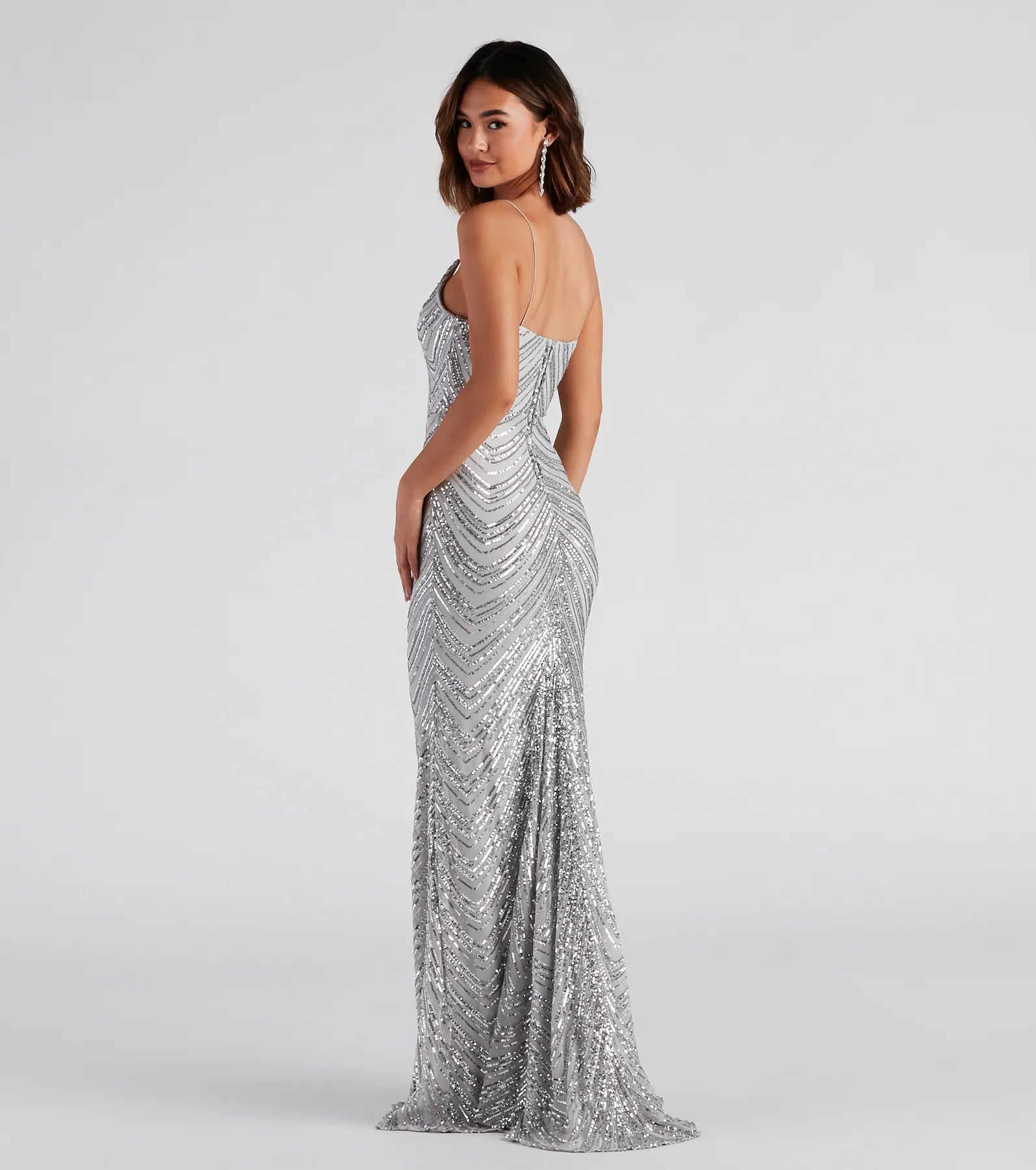Amy Formal Sequin V-Neck Long Dress