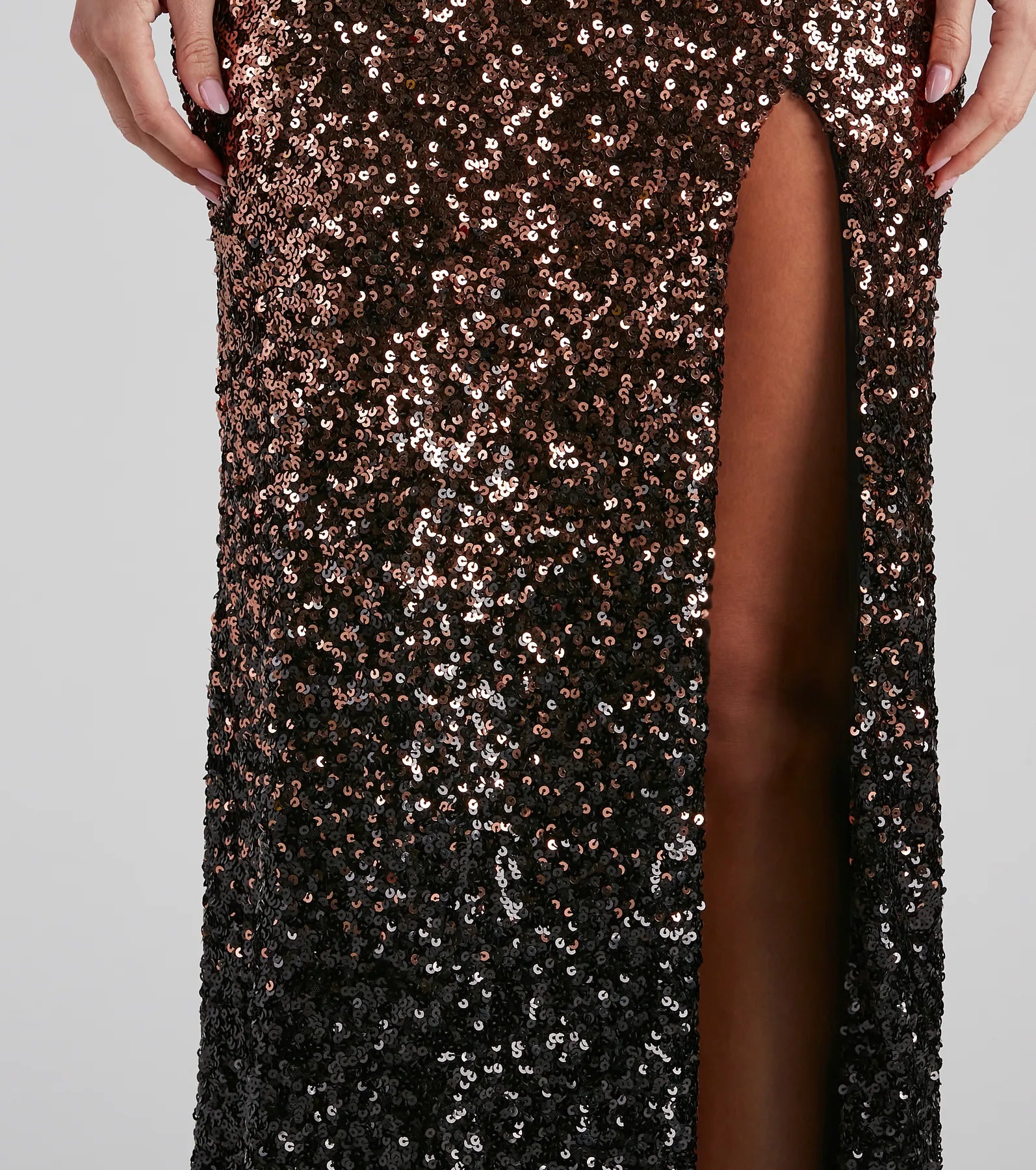 Judy Formal Sequin Ombre Lace Up Dress