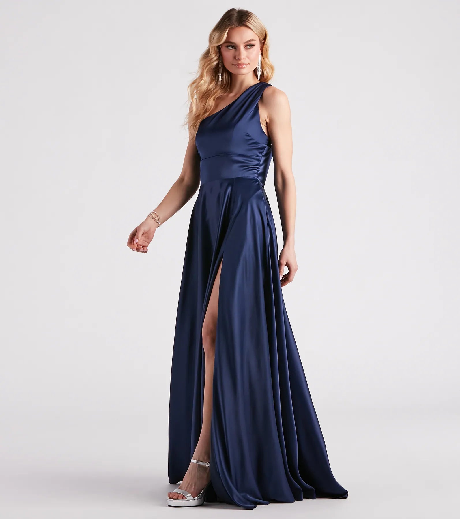 Katherine One-Shoulder Satin Formal Dress
