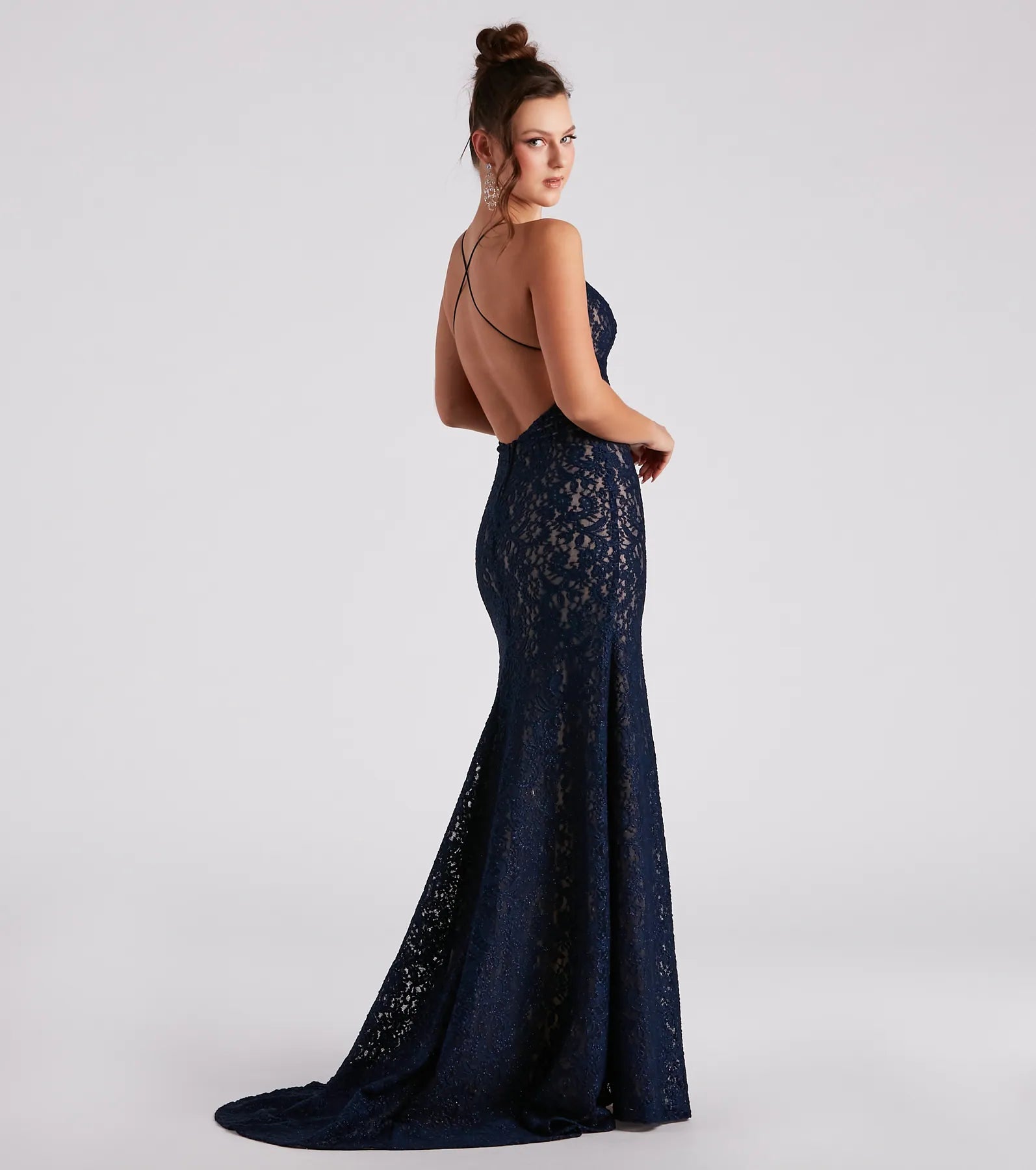 Cora Lace V-Neck Mermaid Formal Dress