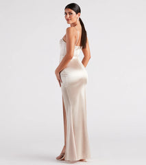 Stacie Satin Corset Wrap Formal Dress