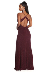 Ryleigh Formal High Slit Lurex Dress