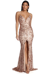 Charice Flared Geometric Sequin Dress