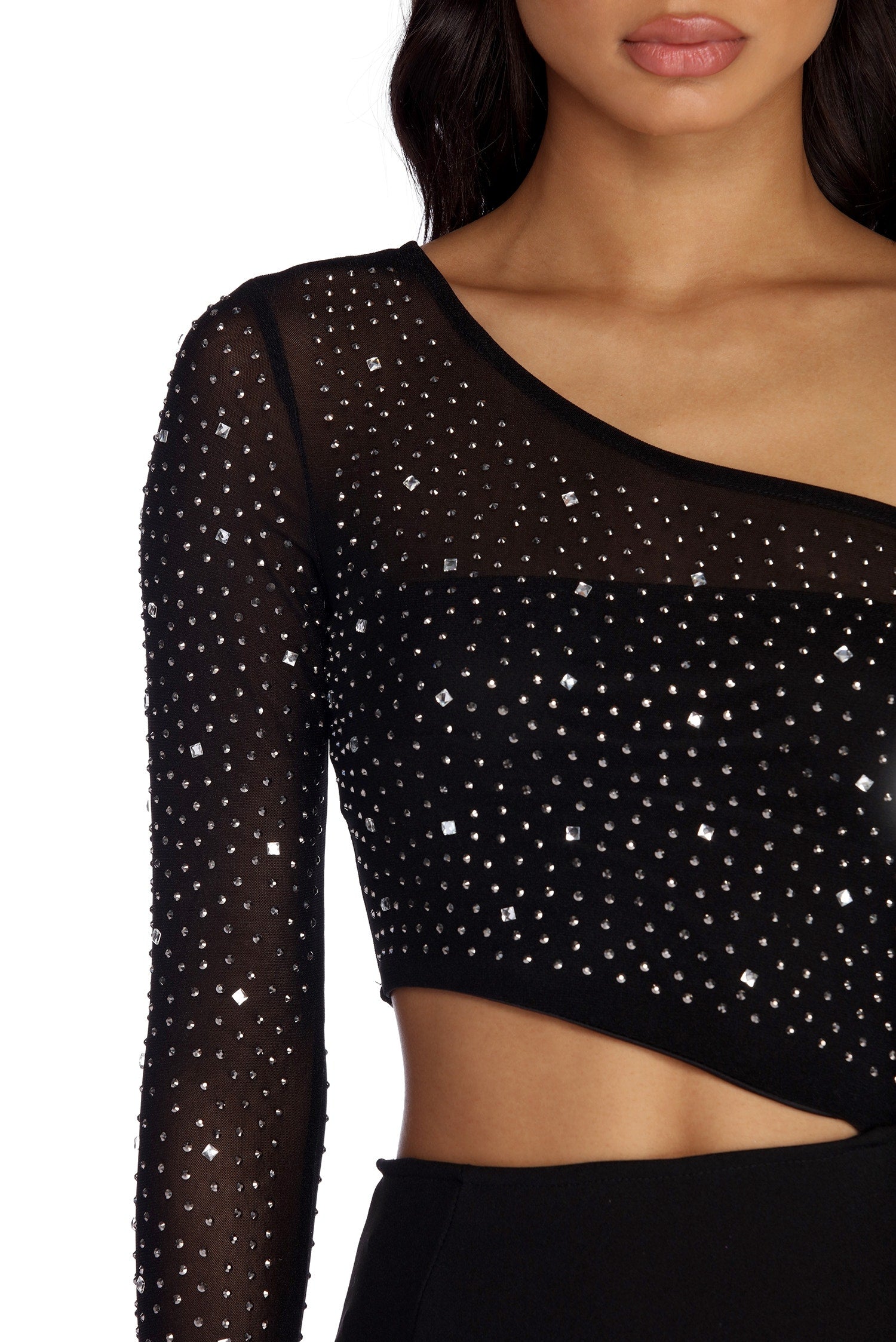 Bria Formal One Shoulder Heat Stone Dress