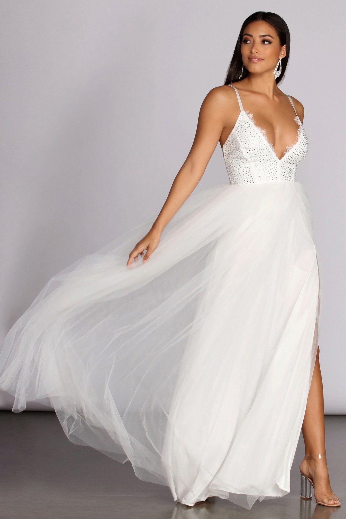 Graciela Heat Stone Tulle Gown