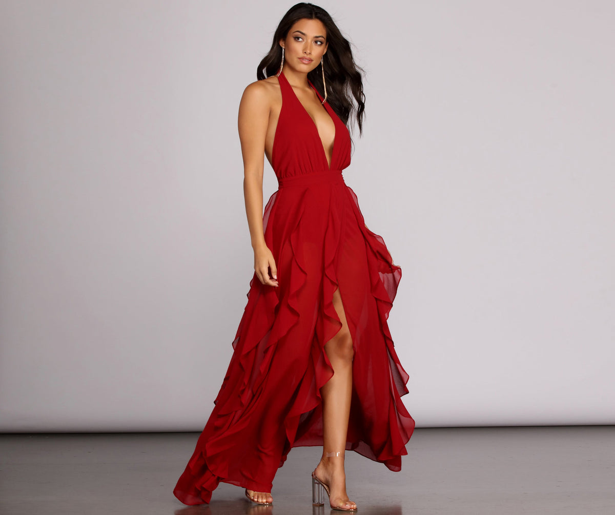 Delena Formal Chiffon Tendril Dress