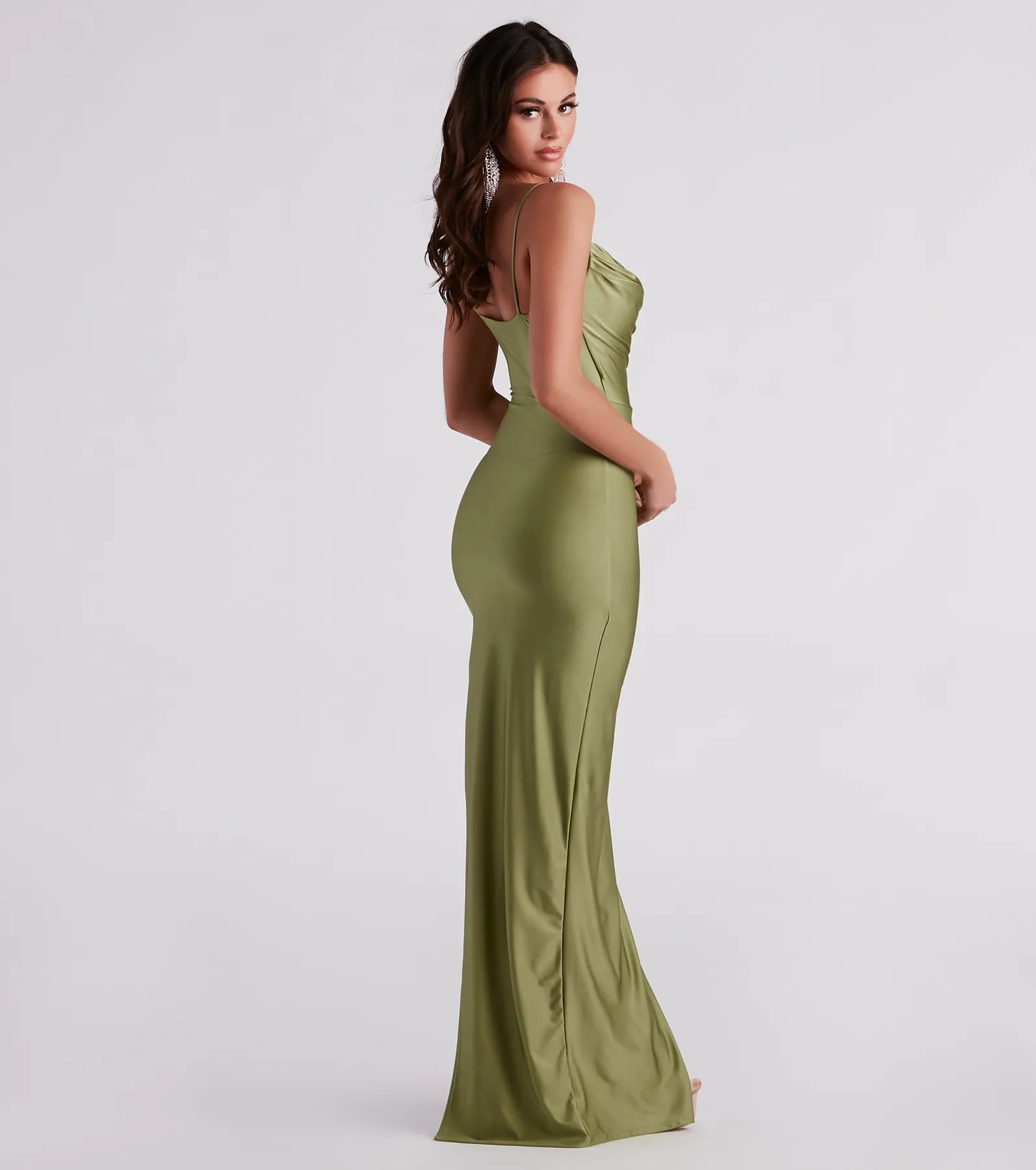 Melina Cowl Neck High Slit Formal Dress