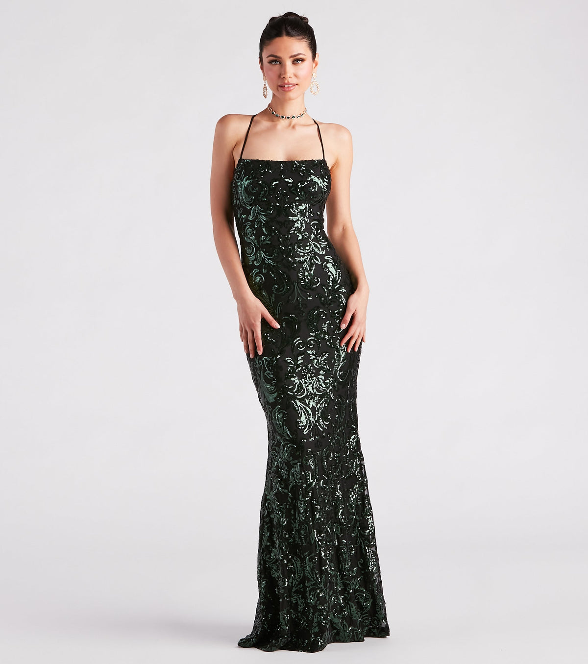 Lacie Formal Sequin Lace-Up Mermaid Dress