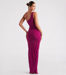 Demi One-Shoulder High Slit Formal Dress