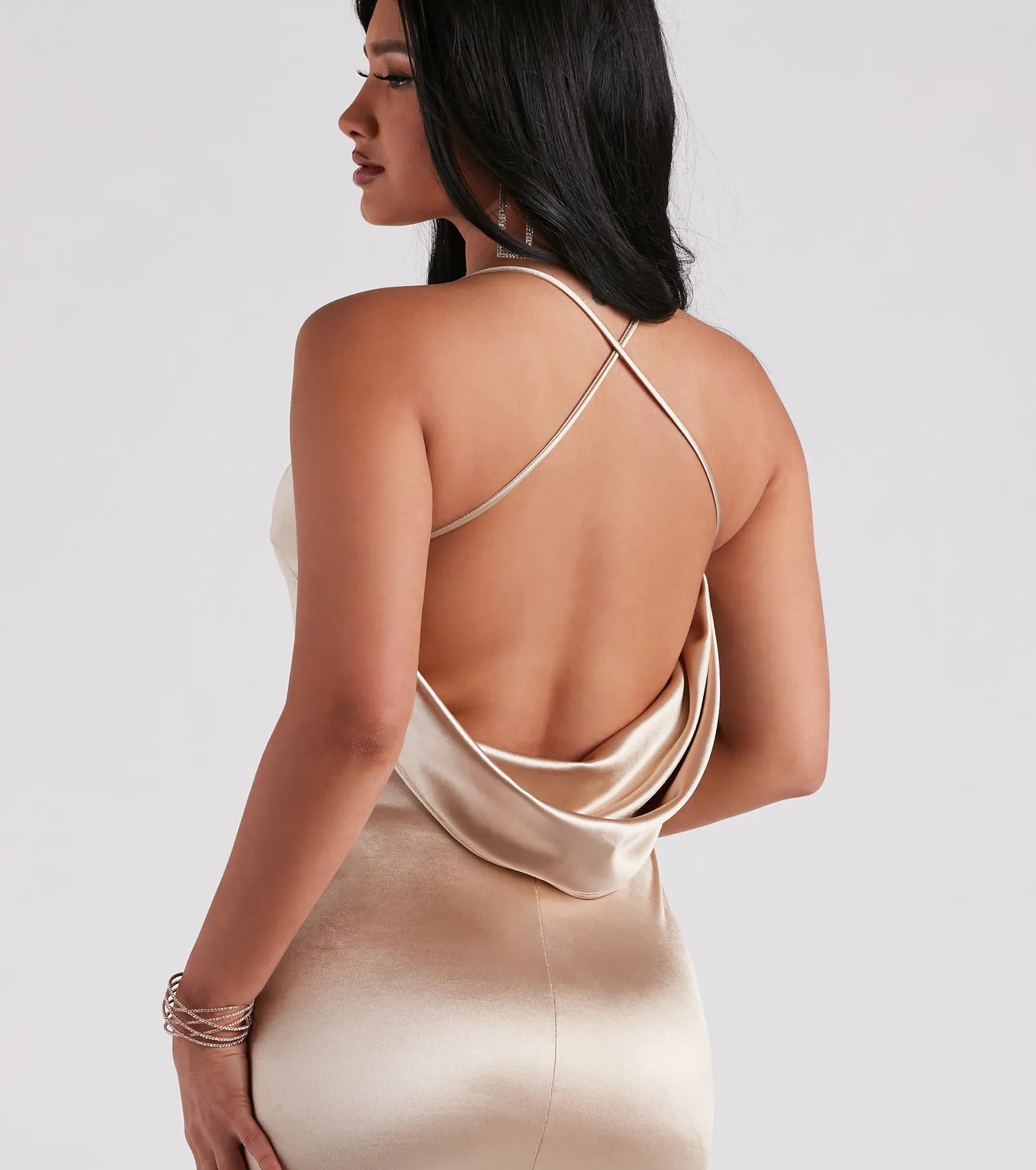 Ilya Satin Backless Mermaid Dress