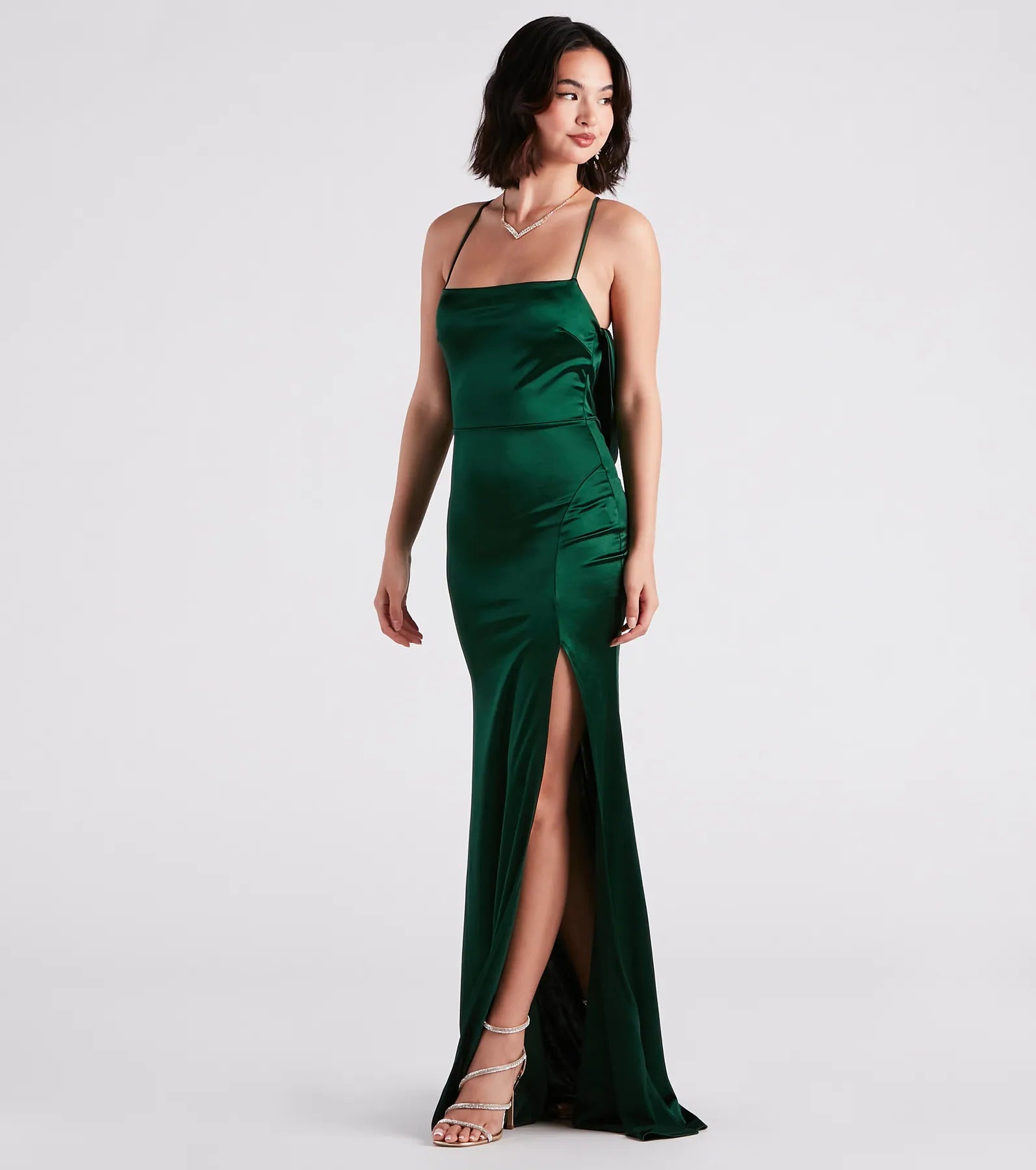 Ilya Satin Backless Mermaid Dress