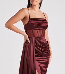 Nova Formal Satin Corset Side Sash Dress