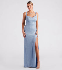 Taryn Glitter Knit A-Line Formal Dress