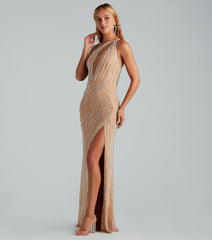 Caitlyn Formal Rhinestone Pearl Long Dress