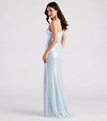 Lizza Formal Sequin Slit Long Dress