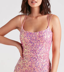 Emmeline Iridescent Sequin A-Line Formal Dress