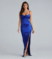 Laverne Formal Satin Lace-Up Column Dress