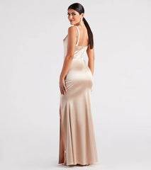 Kaylani Formal Satin Cowl Neck Long Dress