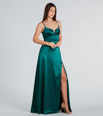 Darla Formal Satin A-Line Long Dress