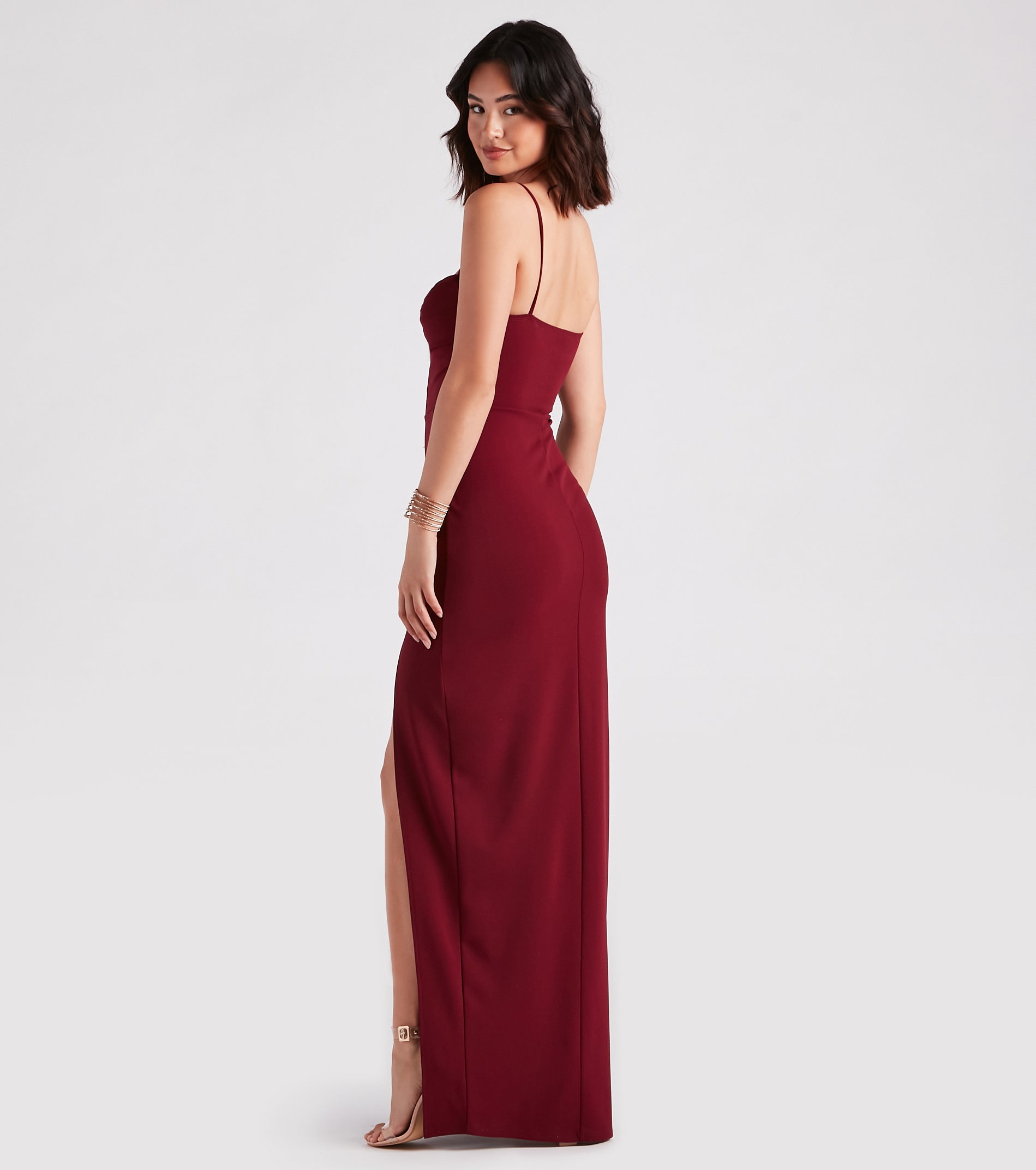 Justine Formal Crepe Sweetheart Long Dress