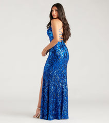 Lissa Formal Sequin Lace-Up Mermaid Dress
