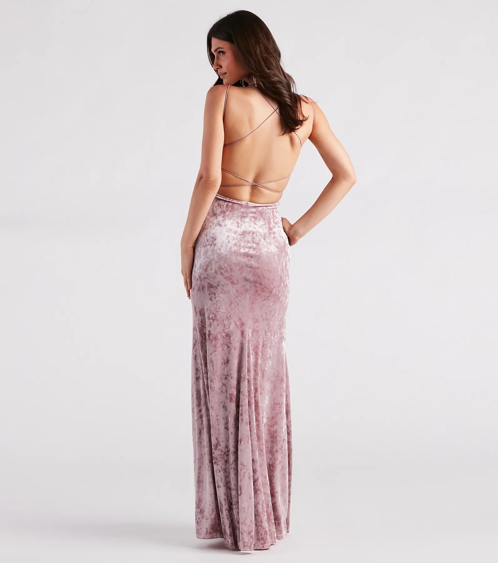 Samaria Formal Crushed Velvet Long Dress