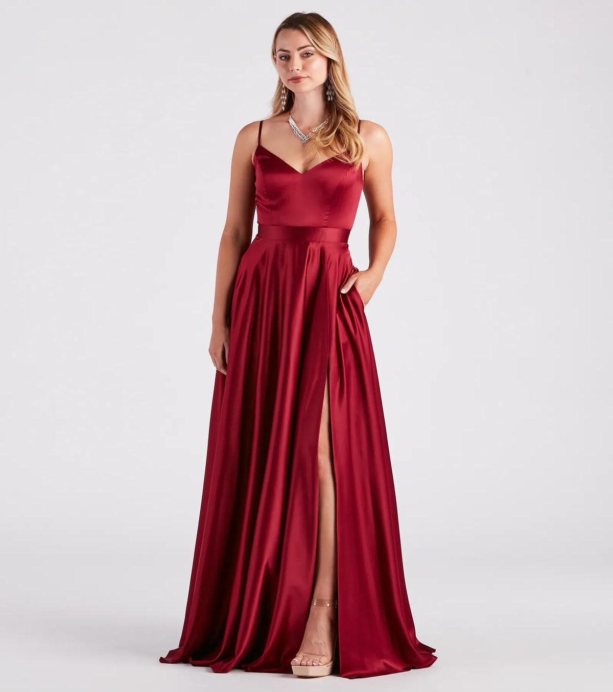 Emilie Satin Tie-Back A-Line Formal Dress