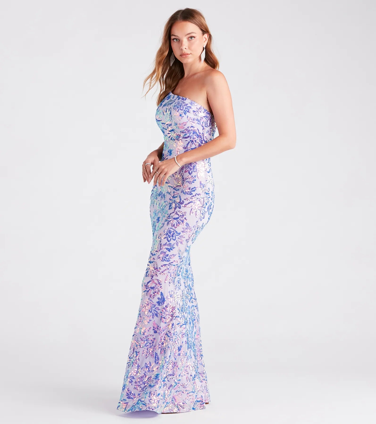 Meredith One-Shoulder Sequin Formal Dress