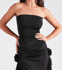 Kenna Rosette Applique Ruffled Formal Dress